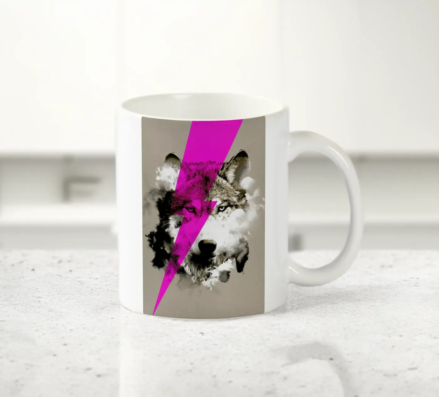 Wolf rocks ceramic mug by Róbert Farkas