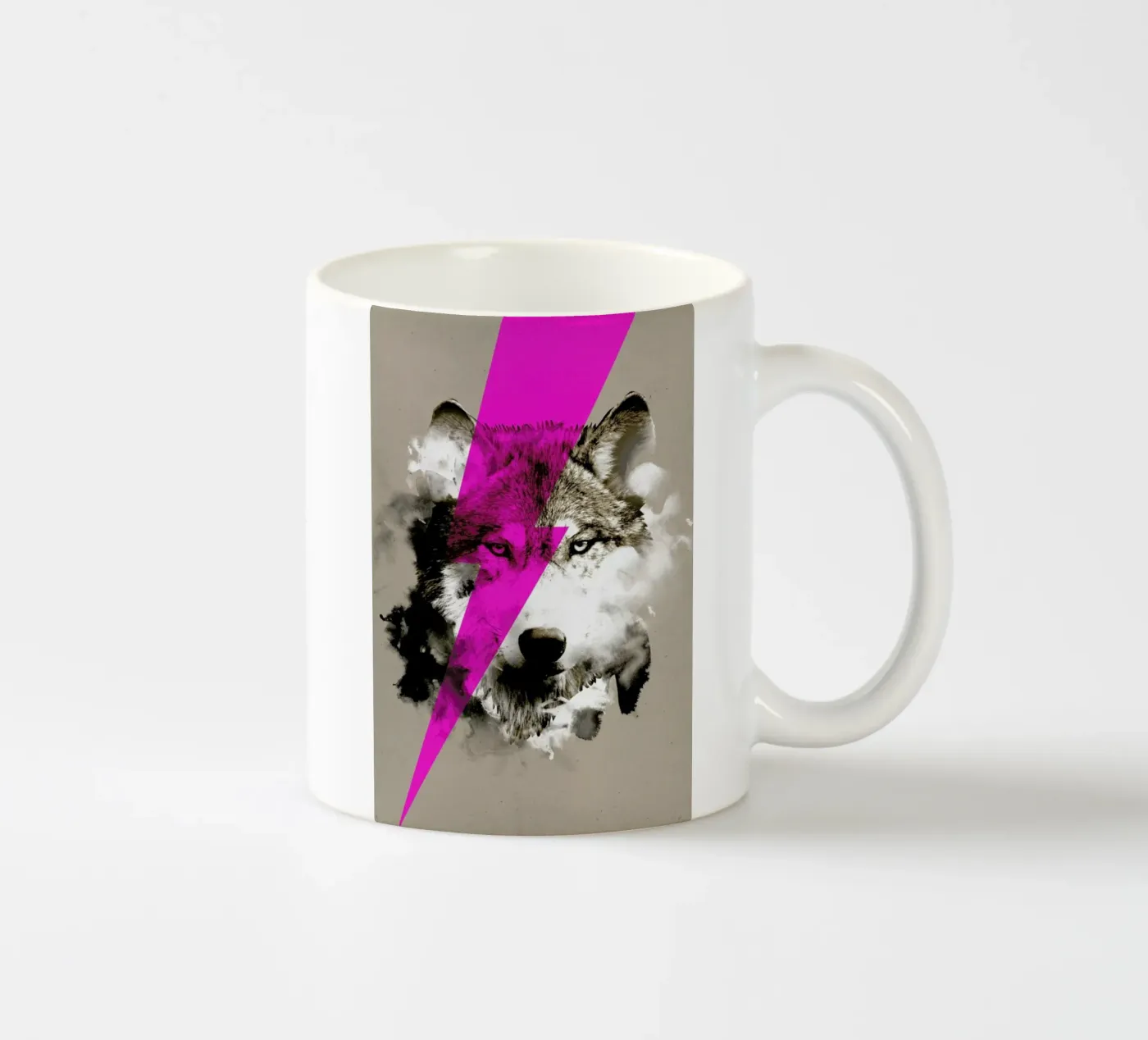 Wolf rocks ceramic mug by Róbert Farkas