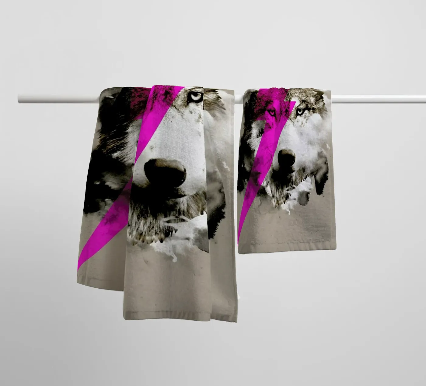 Wolf rocks towel by Róbert Farkas