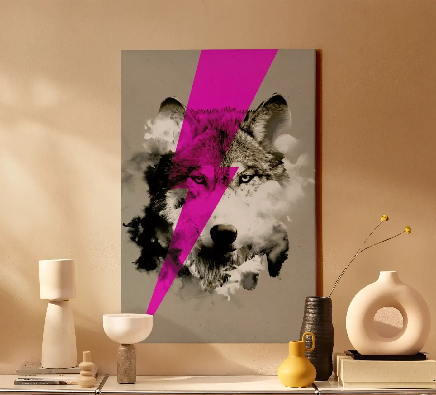 Wolf rocks canvas van Róbert Farkas