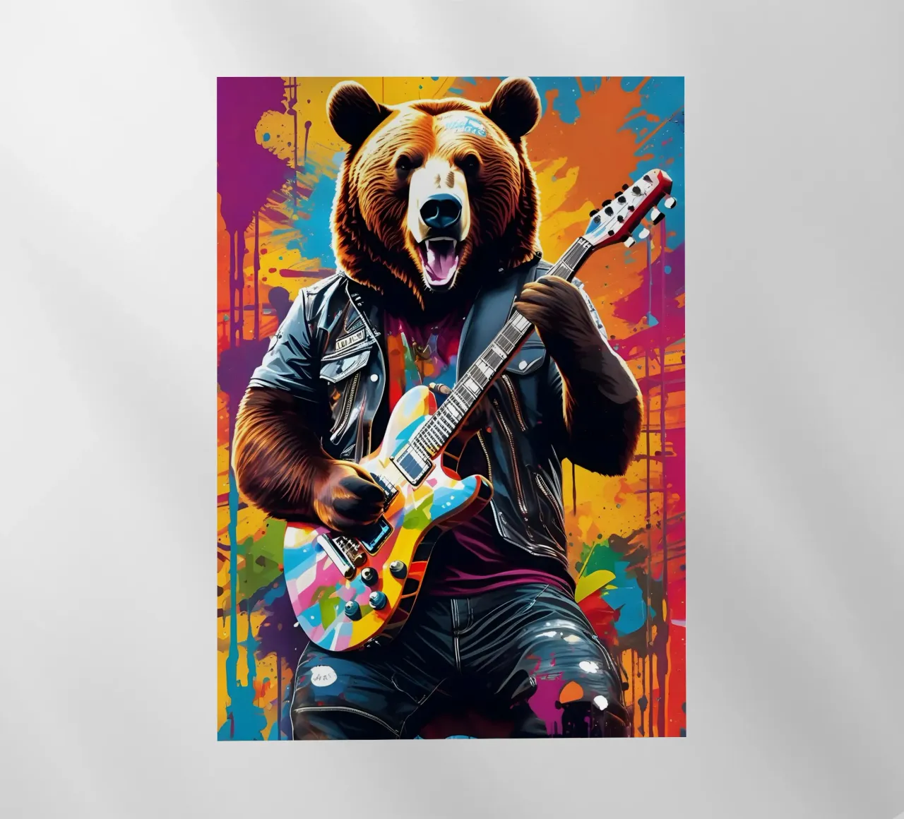 L'orso suona la chitarra, i graffiti pellicola backlit da MakArena