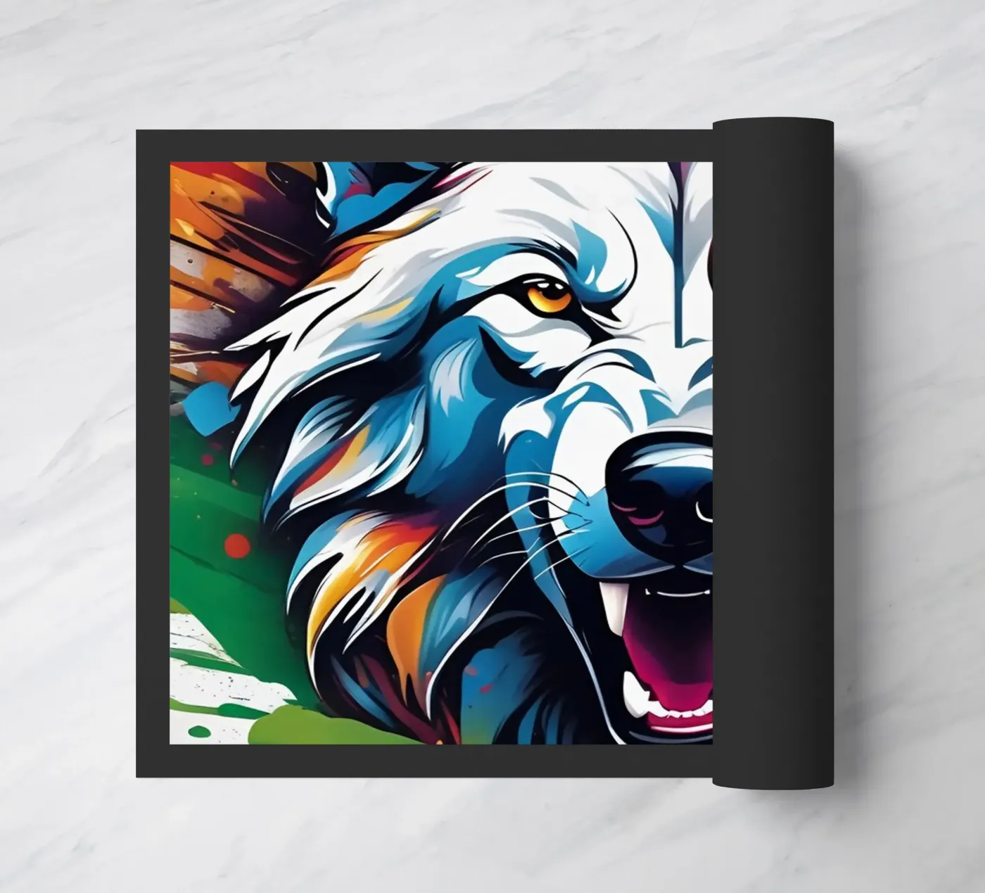 White wolf, graffiti doormat by MakArena