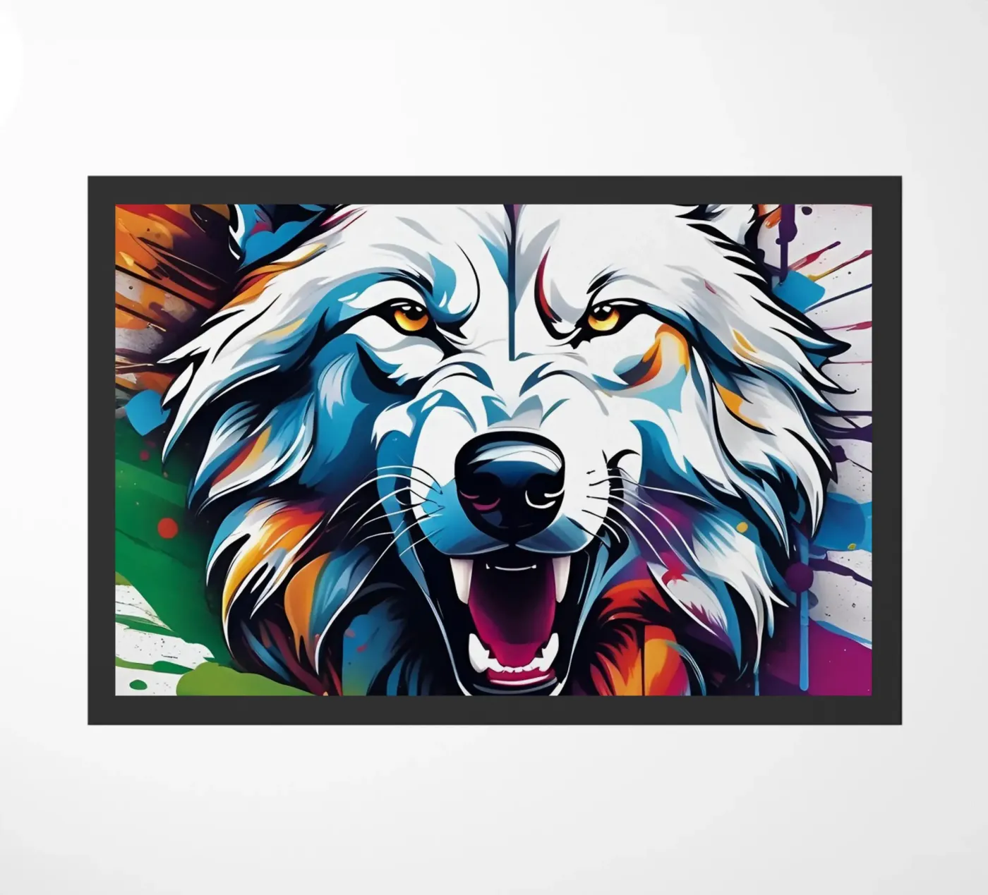 White wolf, graffiti doormat by MakArena