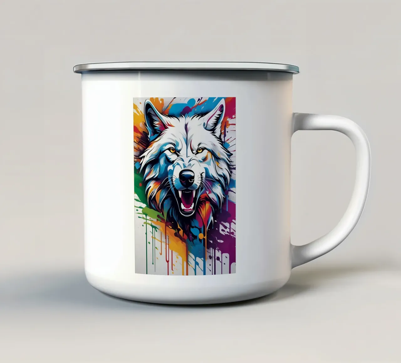 Lupo bianco, graffiti tazza in smalto da MakArena