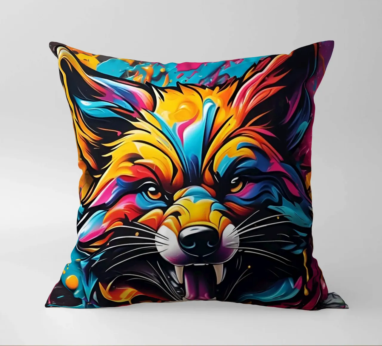 Aggressive fox, graffiti cuscino da MakArena