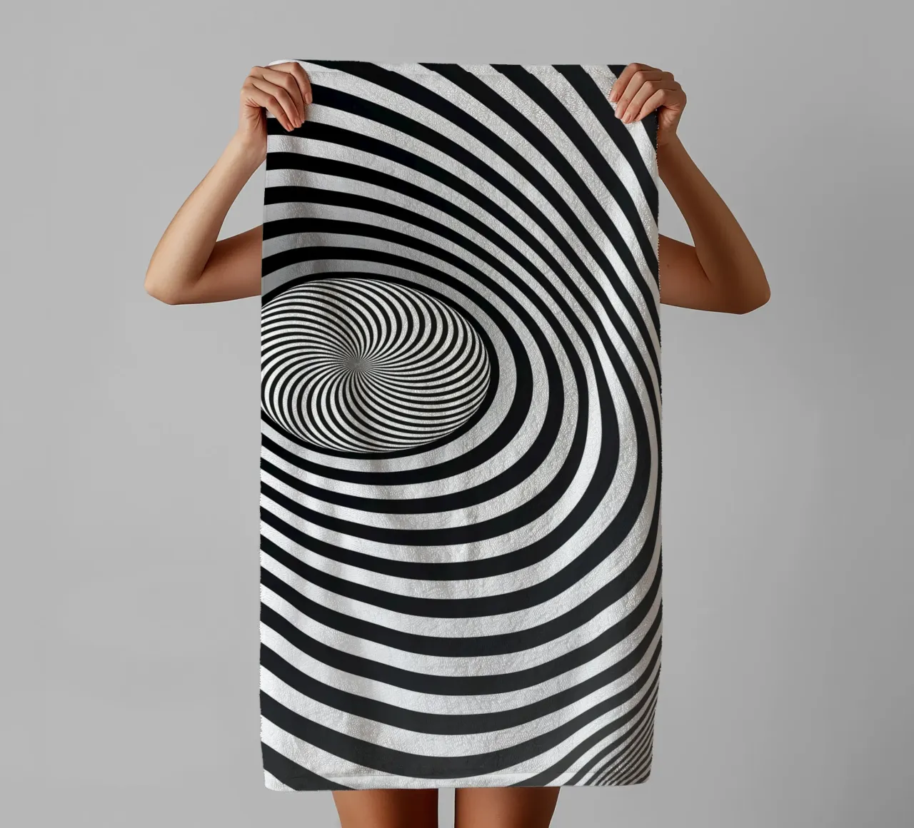 Illusione ottica moderna in bianco e nero asciugamano da bagno da Whole©
