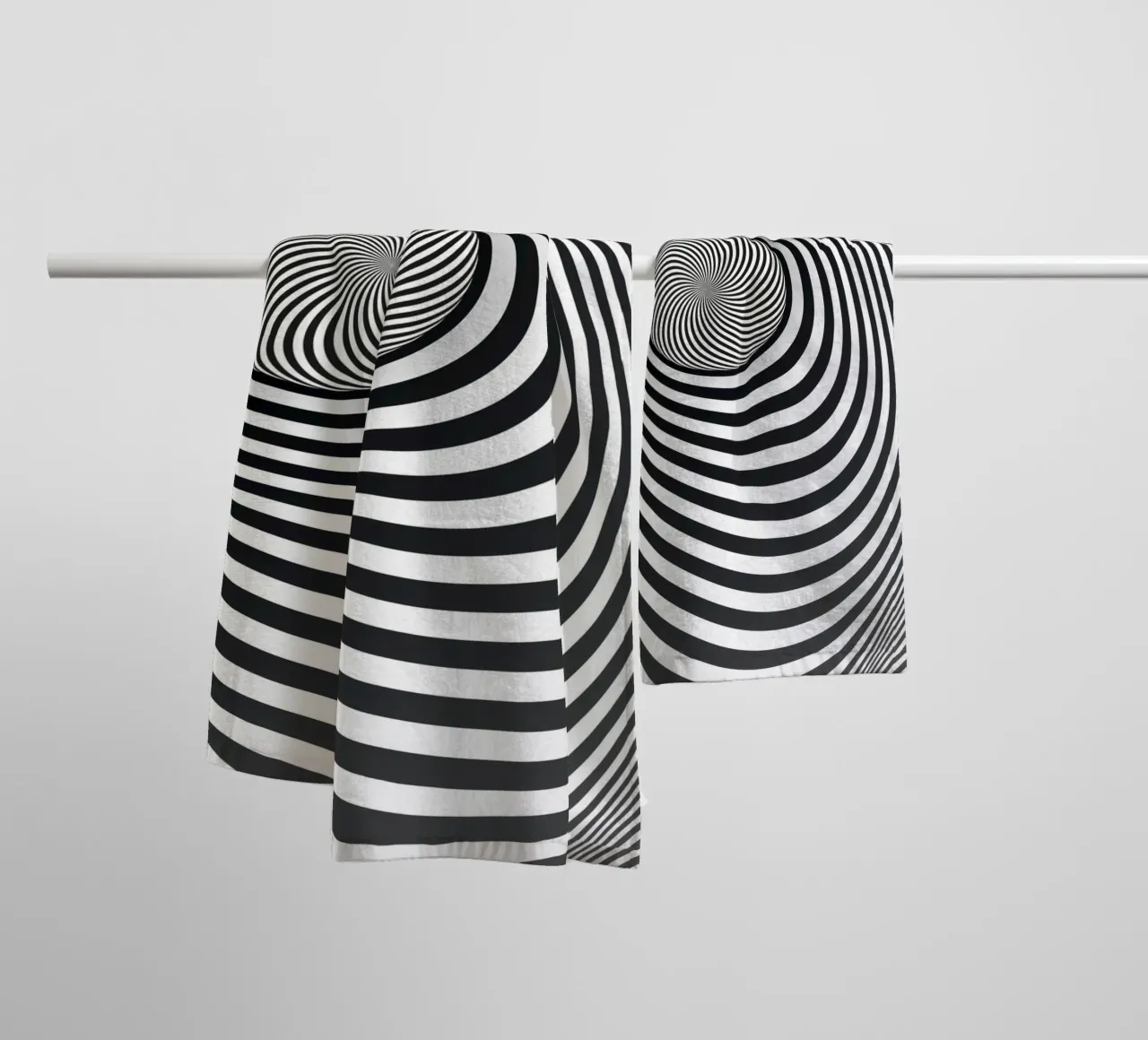 Illusione ottica moderna in bianco e nero asciugamano da bagno da Whole©