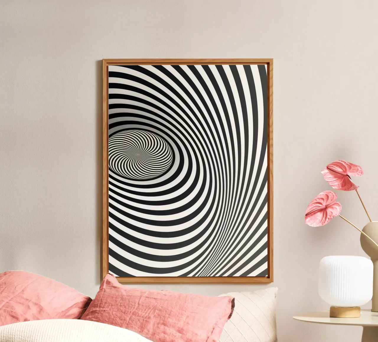 Illusione ottica moderna in bianco e nero alluminio dibond da Whole©