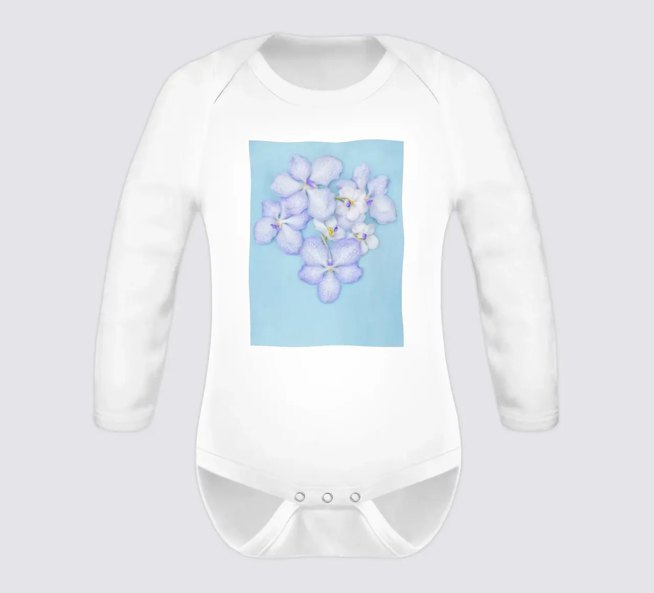 Serenity in Bloom – Lilac Orchids body neonato maniche lunghe da Curious Collections by Marielle Leenders