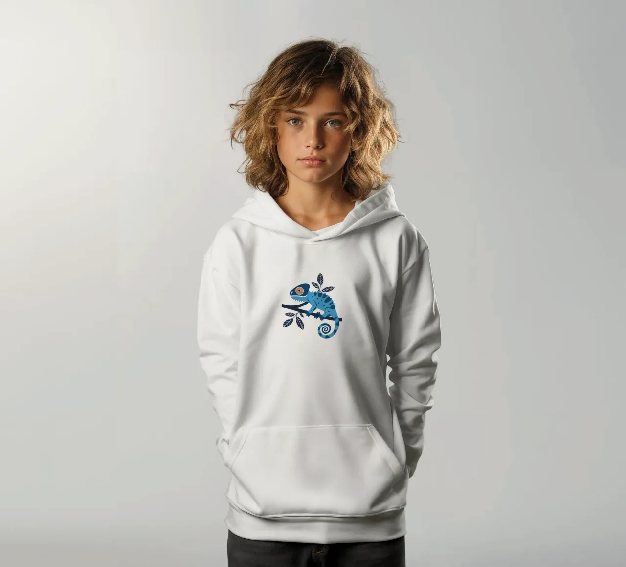 Camaleonte blu (trasparente) felpa bambino con cappuccio da Autofocus