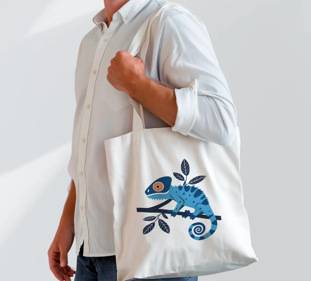Camaleonte blu (trasparente) borsa in juta da Autofocus