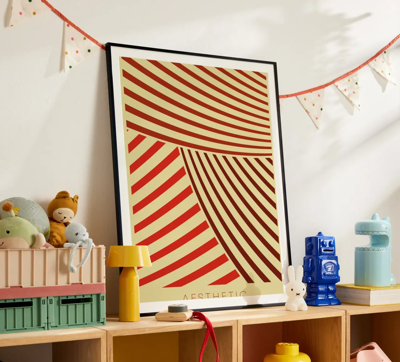 Linea estetica moderna poster con telaio in legno da Whole©