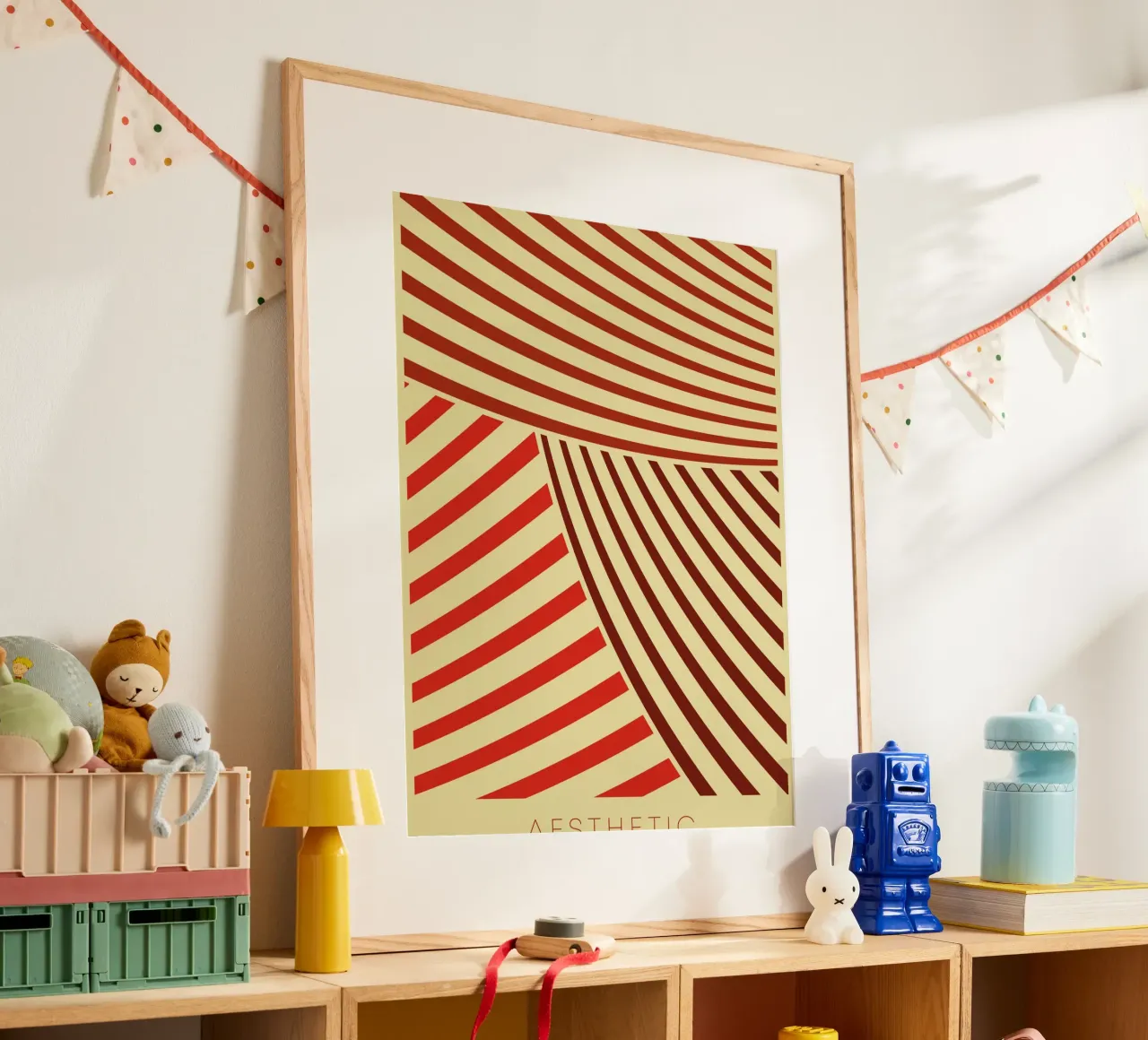 Linea estetica moderna poster con telaio in legno da Whole©