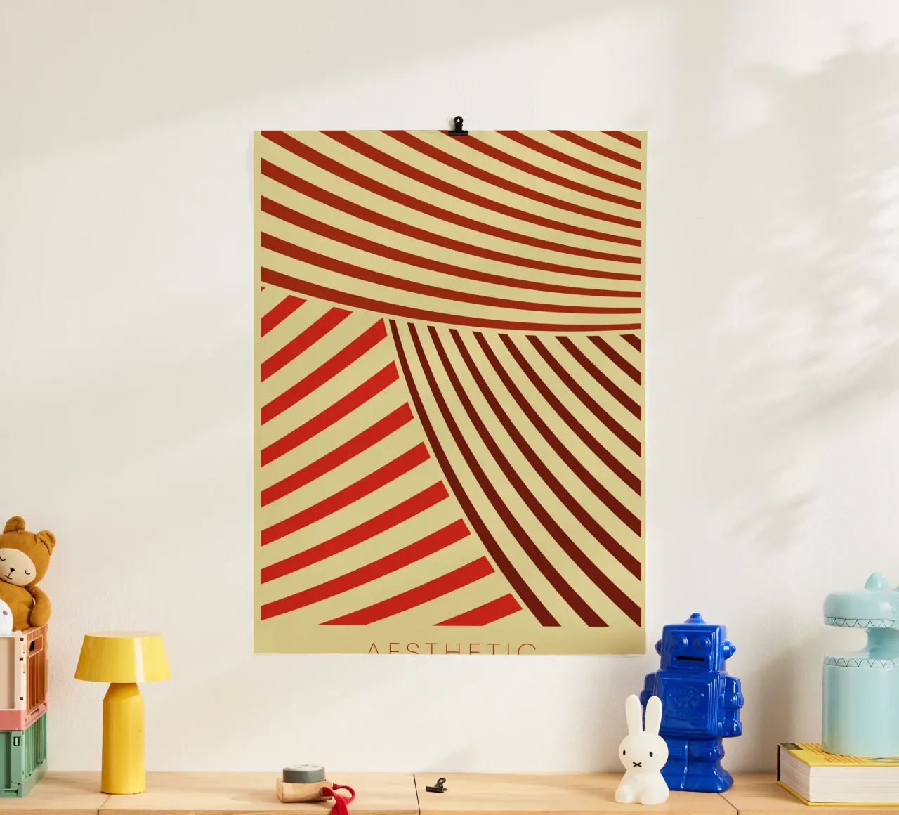 Linea estetica moderna poster con telaio in legno da Whole©