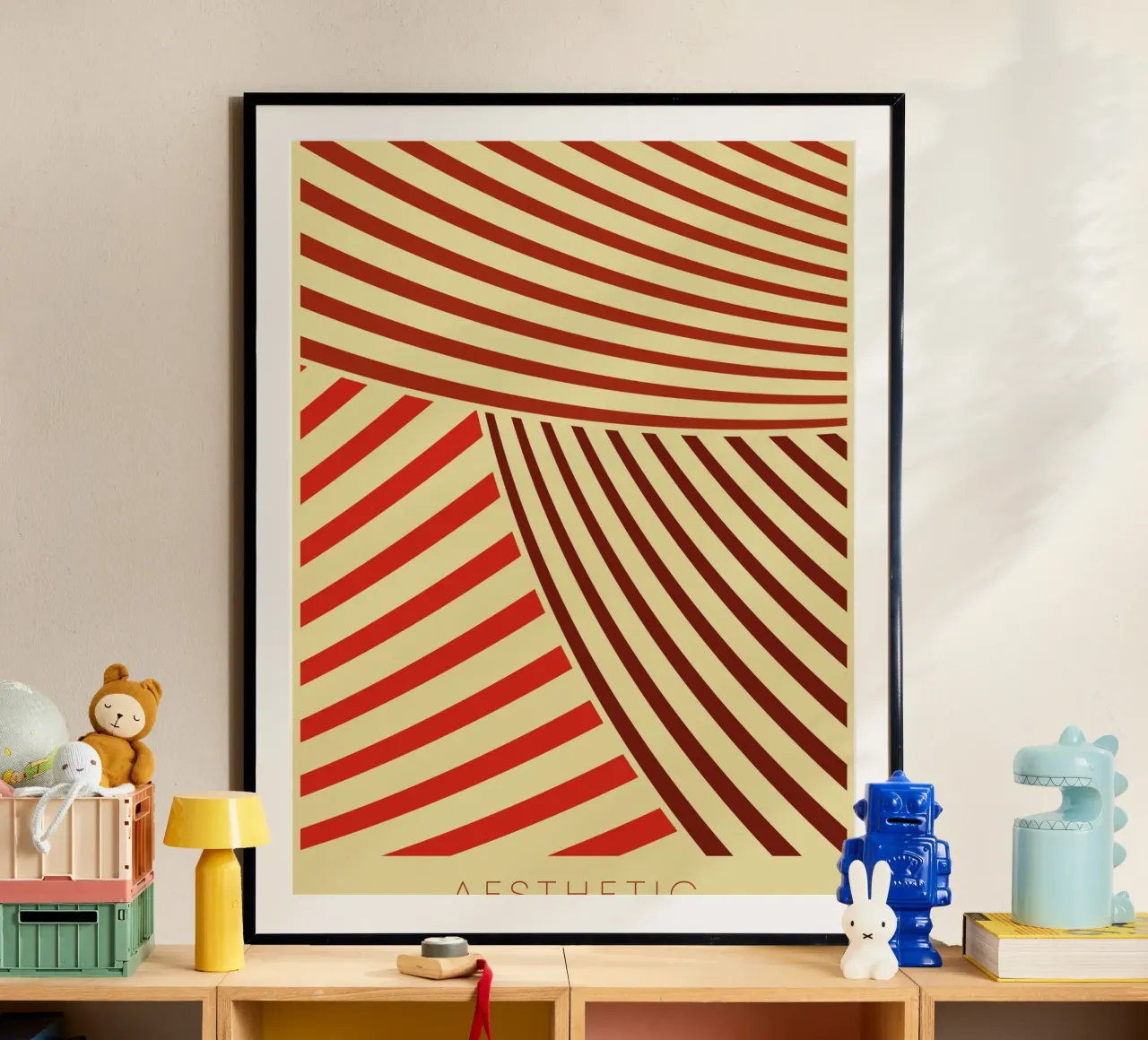Linea estetica moderna poster con telaio in legno da Whole©