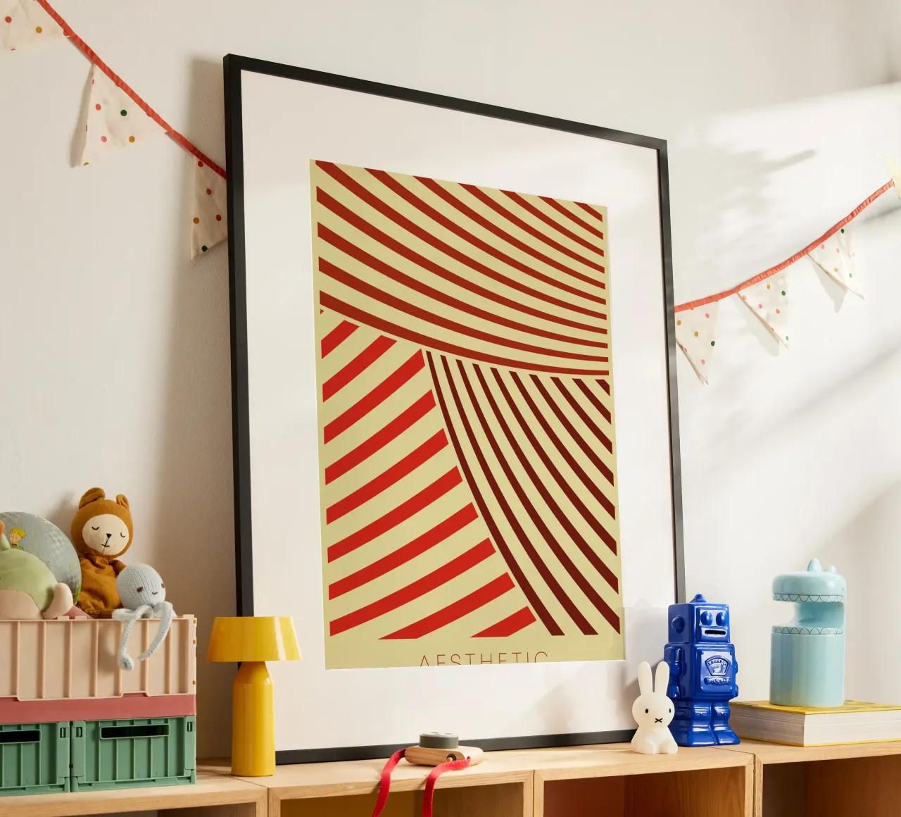 Linea estetica moderna poster con telaio in legno da Whole©
