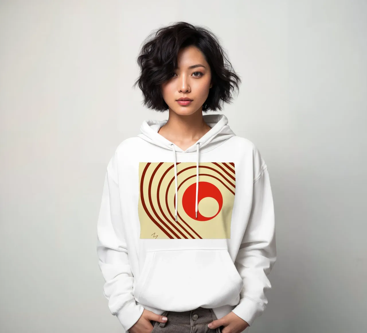 Moderno diseño de líneas retro sudadera con capucha de Whole©