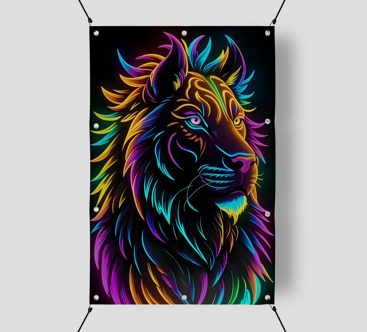 Lion colored neon art pvc cover by MakArena