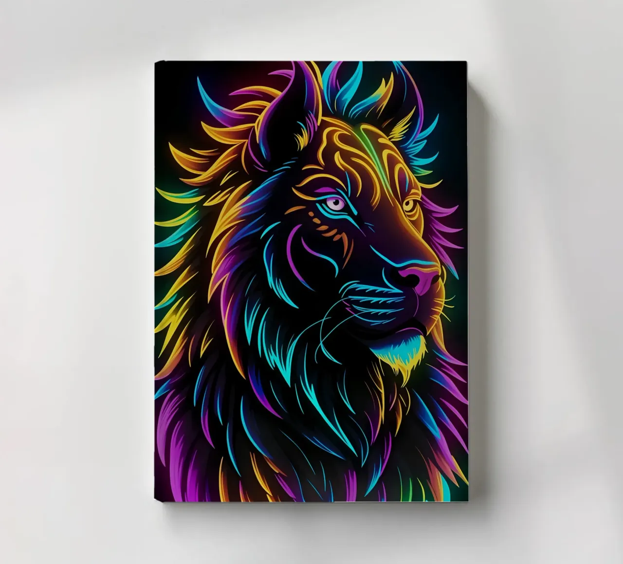Néon coloré en forme de lion carnet de notes de MakArena