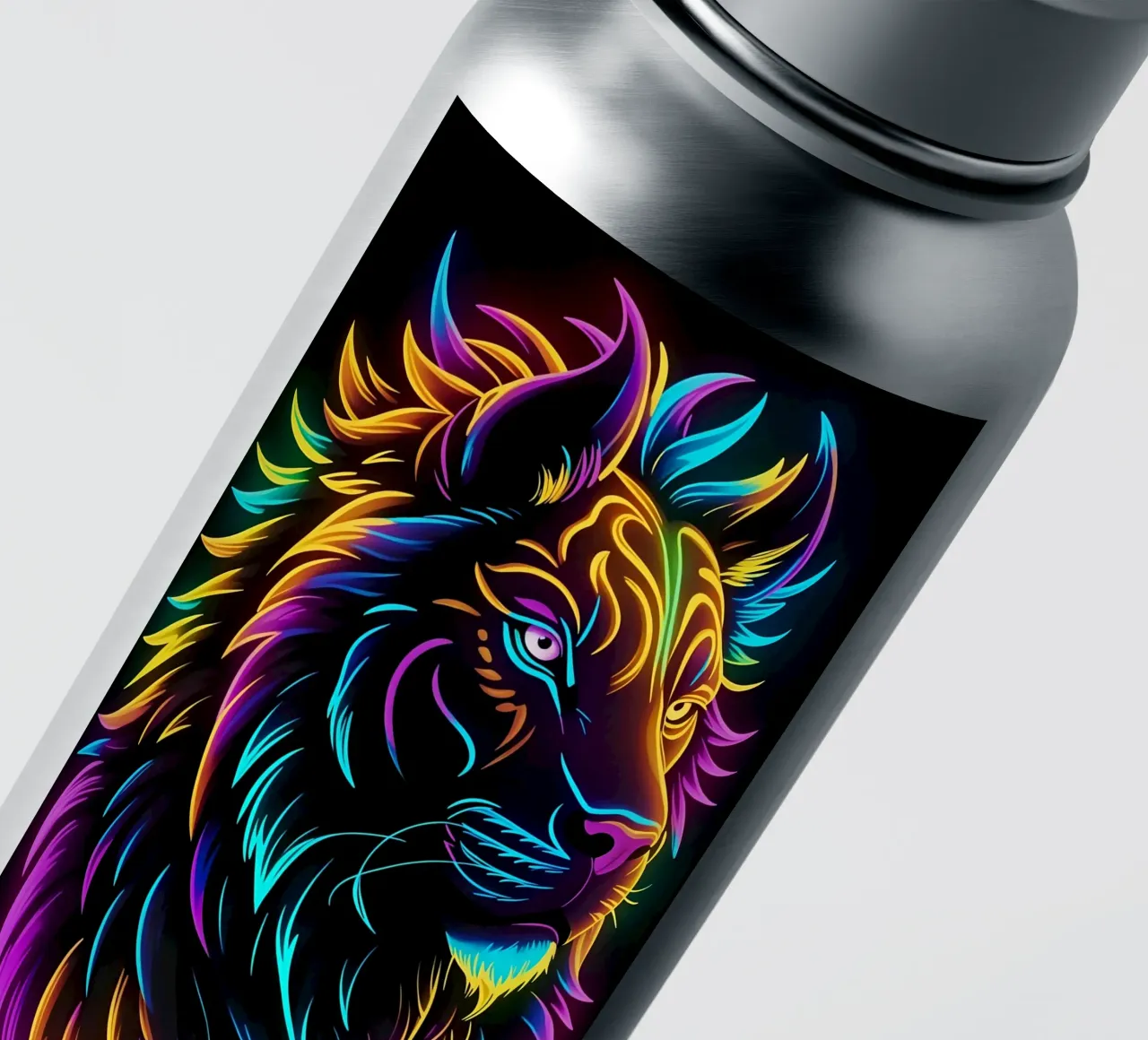 Néon coloré en forme de lion autocollant de MakArena