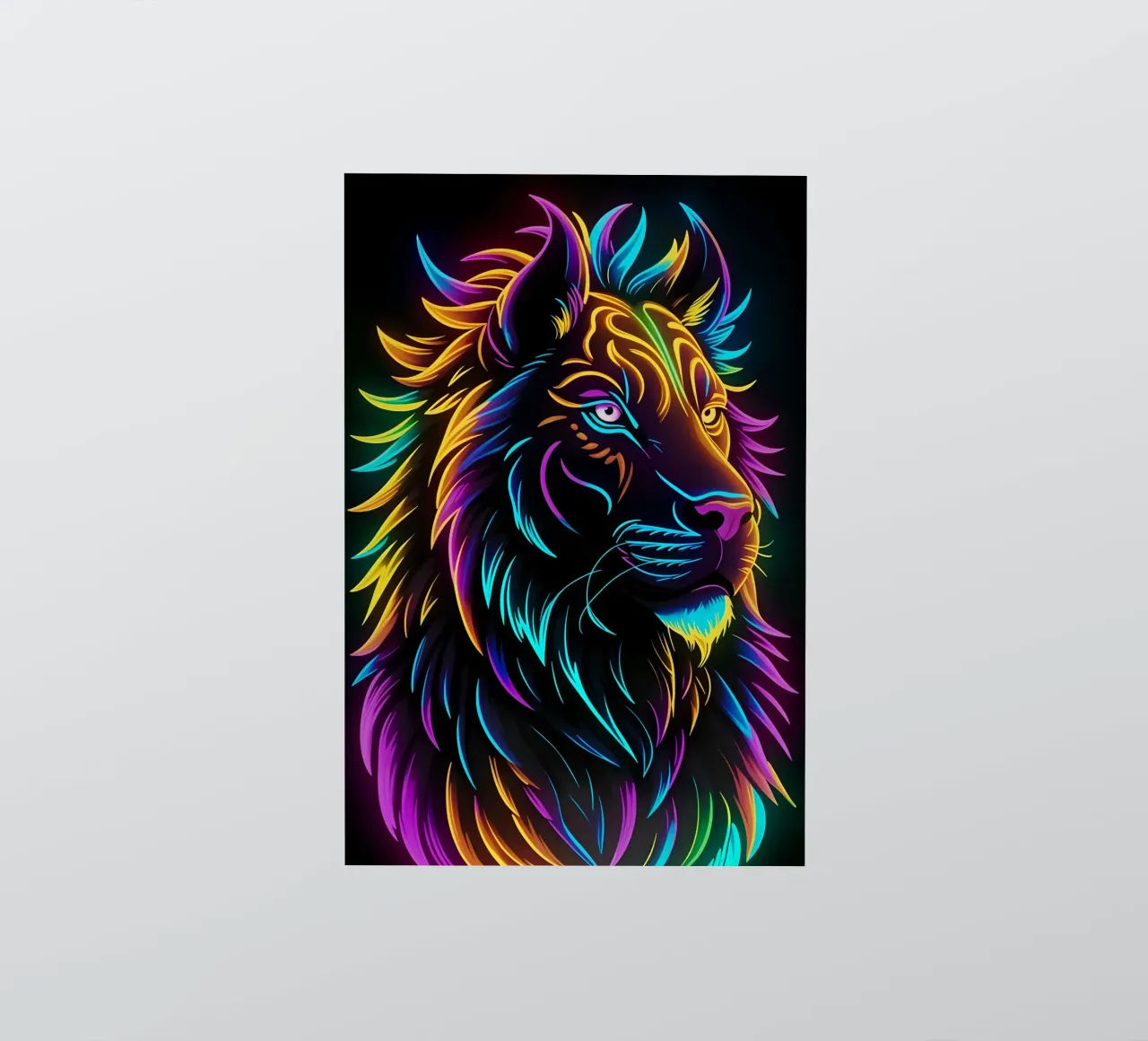 Néon coloré en forme de lion autocollant de MakArena