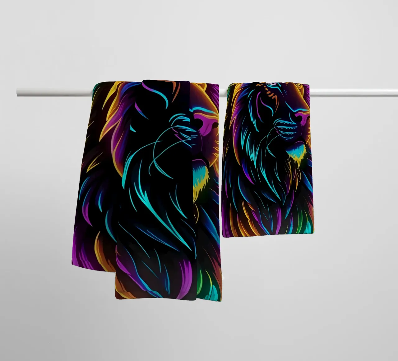 Néon coloré en forme de lion serviette de bain de MakArena