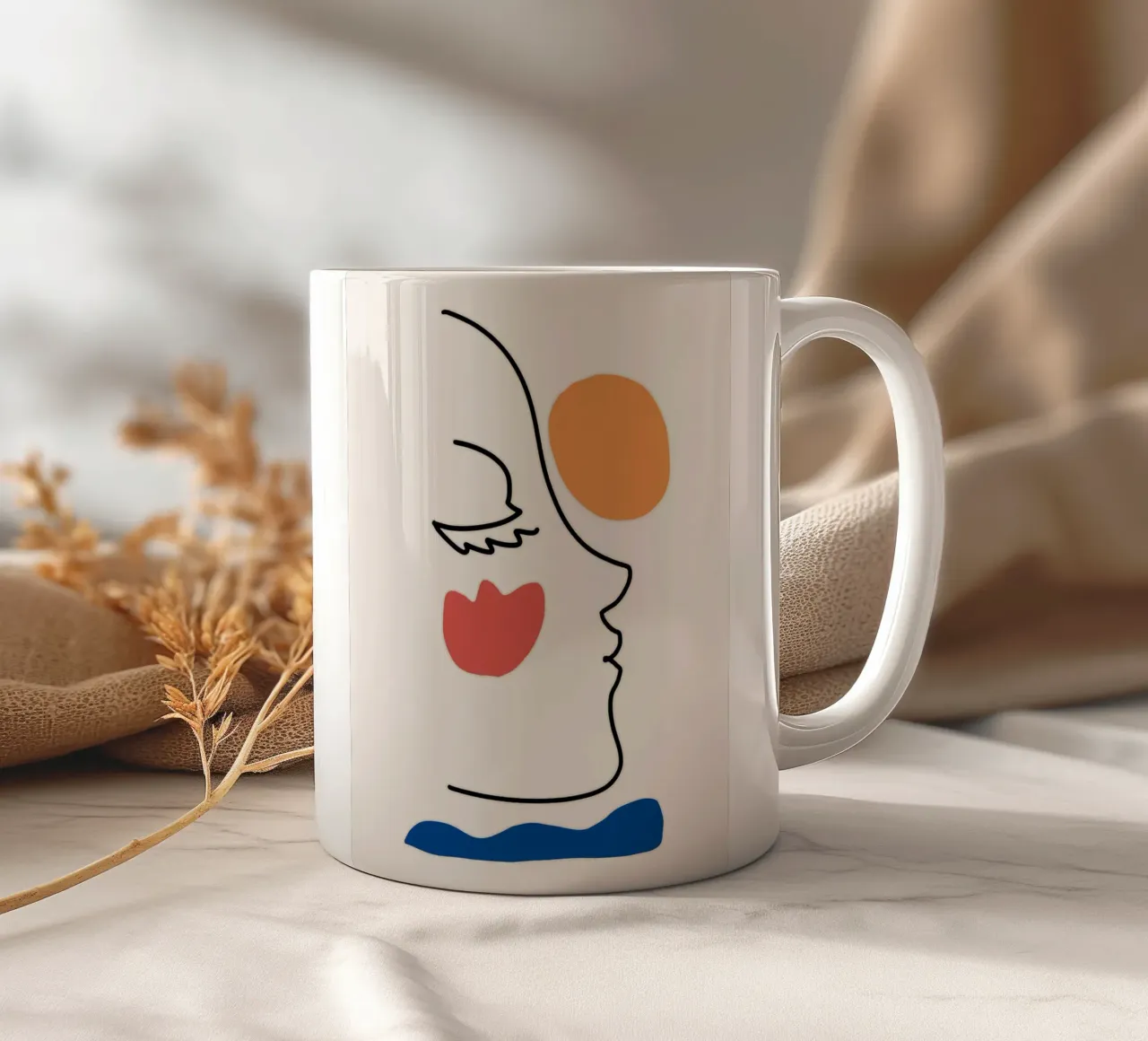 Ritratto minimalista di line art tazza in ceramica da Whole©
