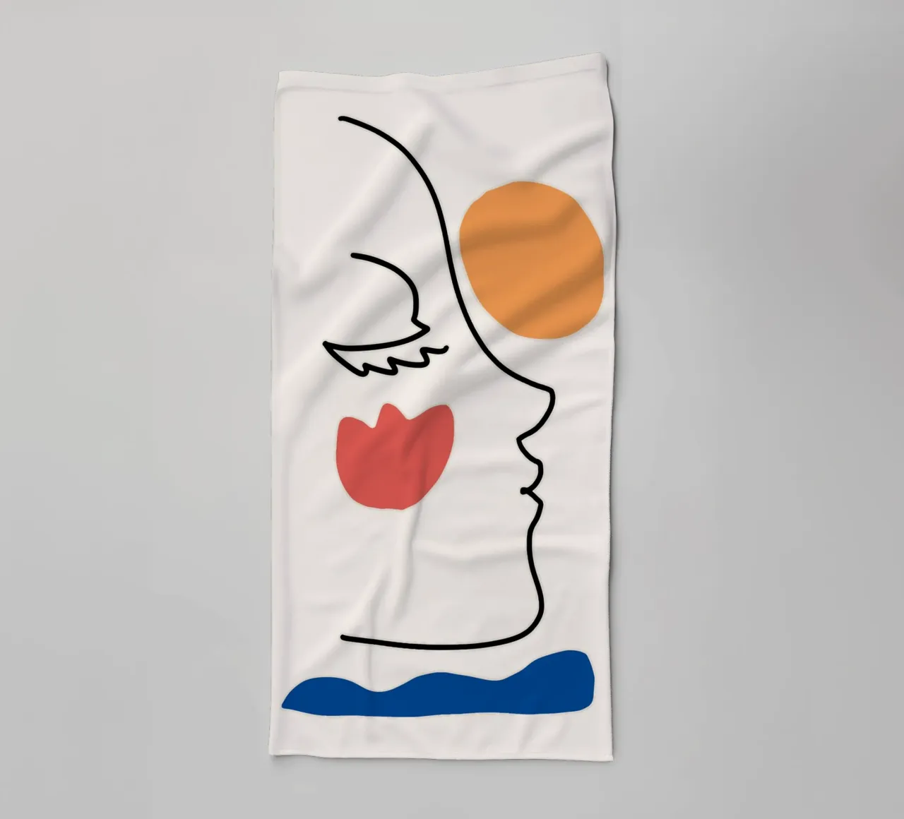 Portrait minimaliste en line art serviette de bain de Whole©