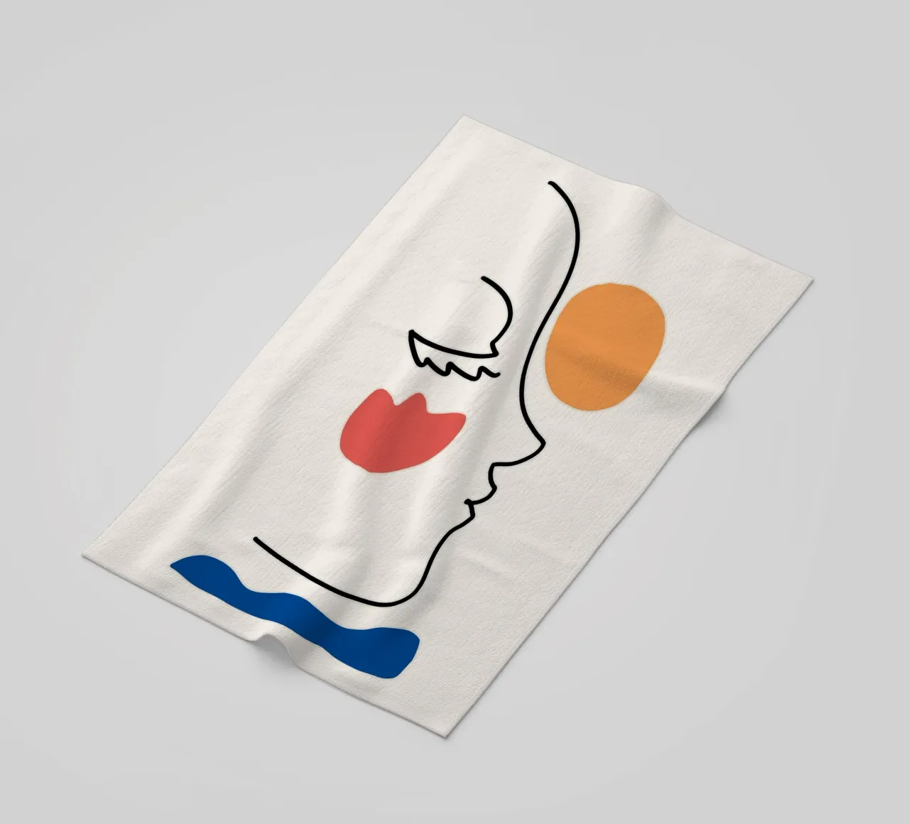 Portrait minimaliste en line art serviette de plage de Whole©