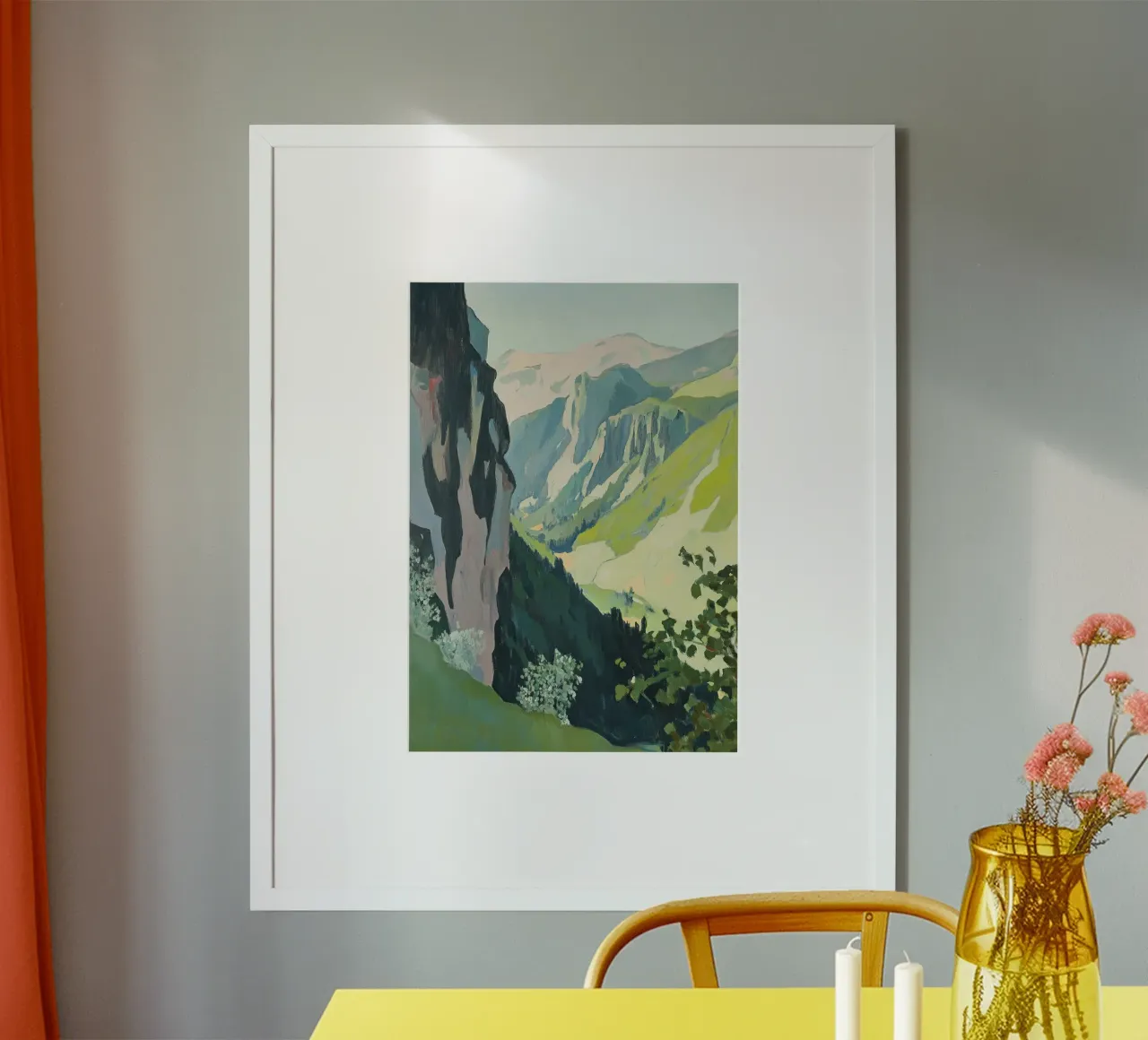 Mountains Fauvism Nature Botany poster with aluminum frame by Euphoria Theresa