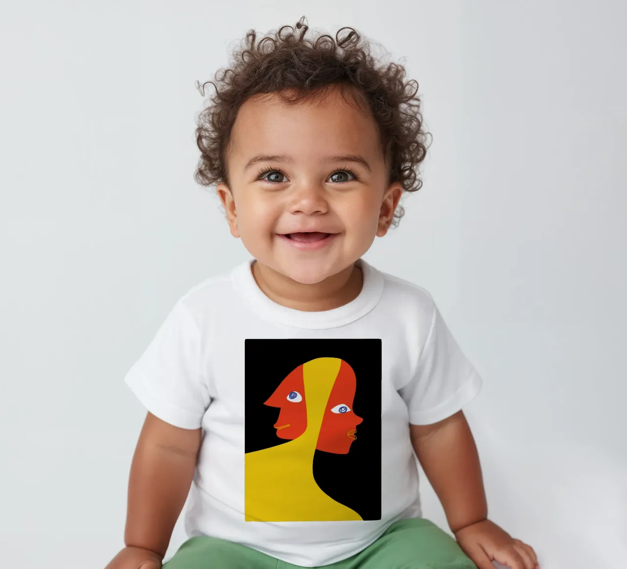 Abstract double portrait baby t-shirt by Whole©