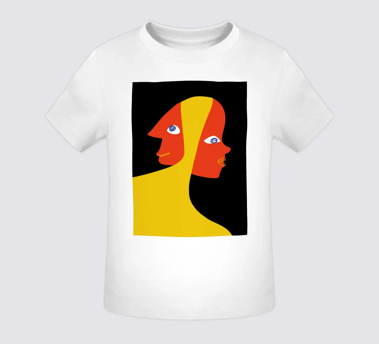 Abstract double portrait baby t-shirt by Whole©