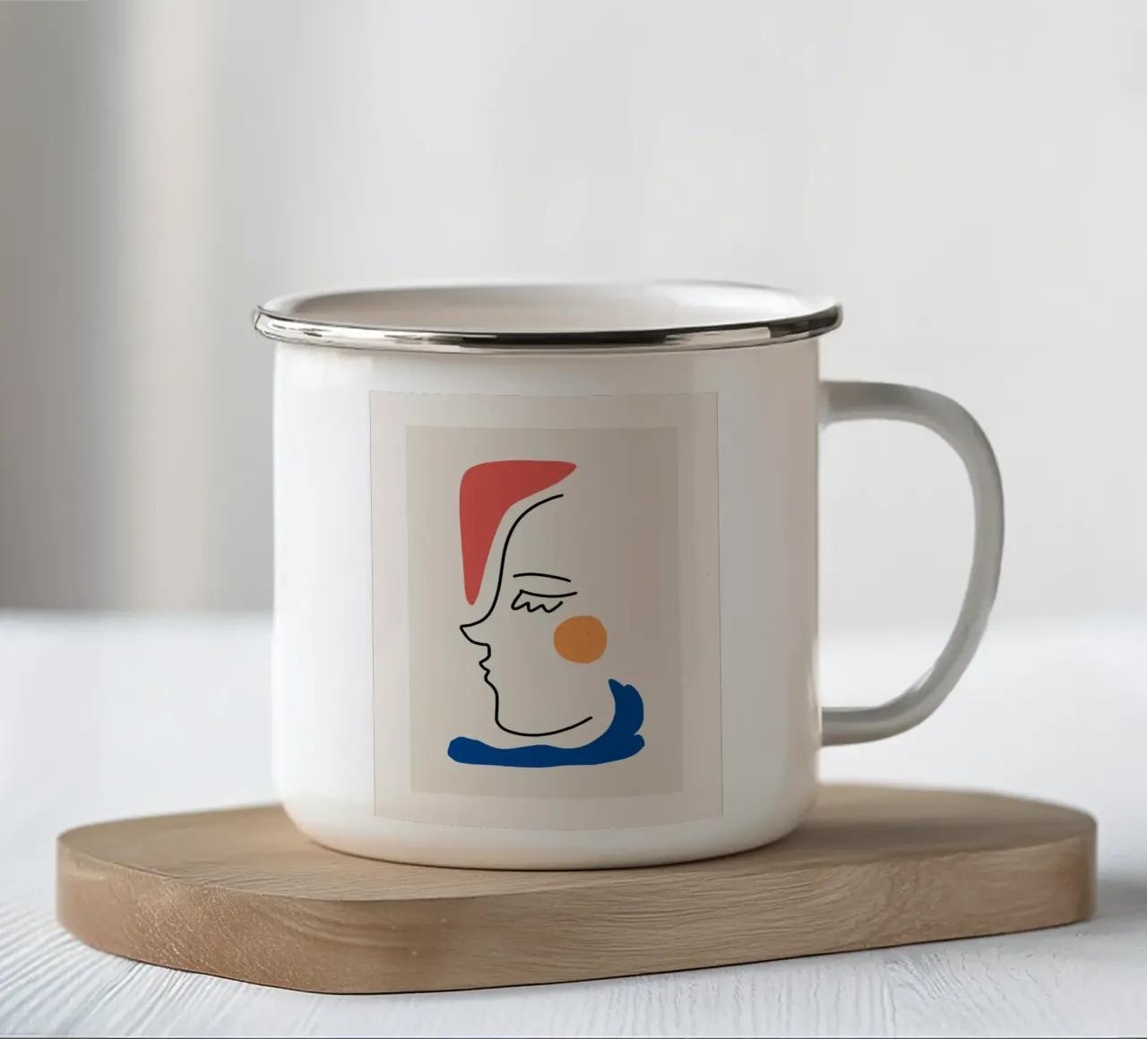 Ritratto moderno in linea tazza in smalto da Whole©