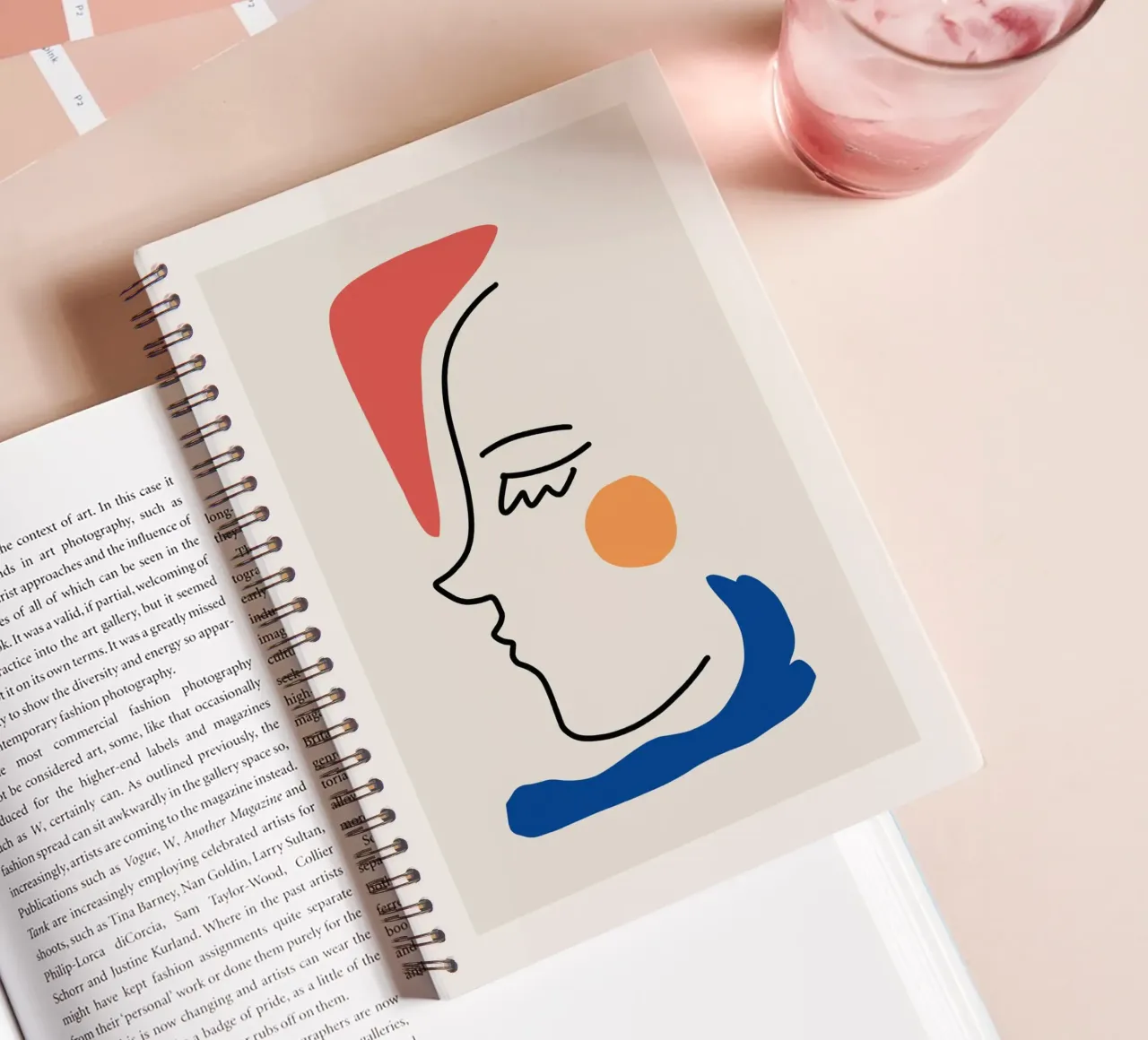 Modern Line-Art Portrait spiral notebook by Whole©
