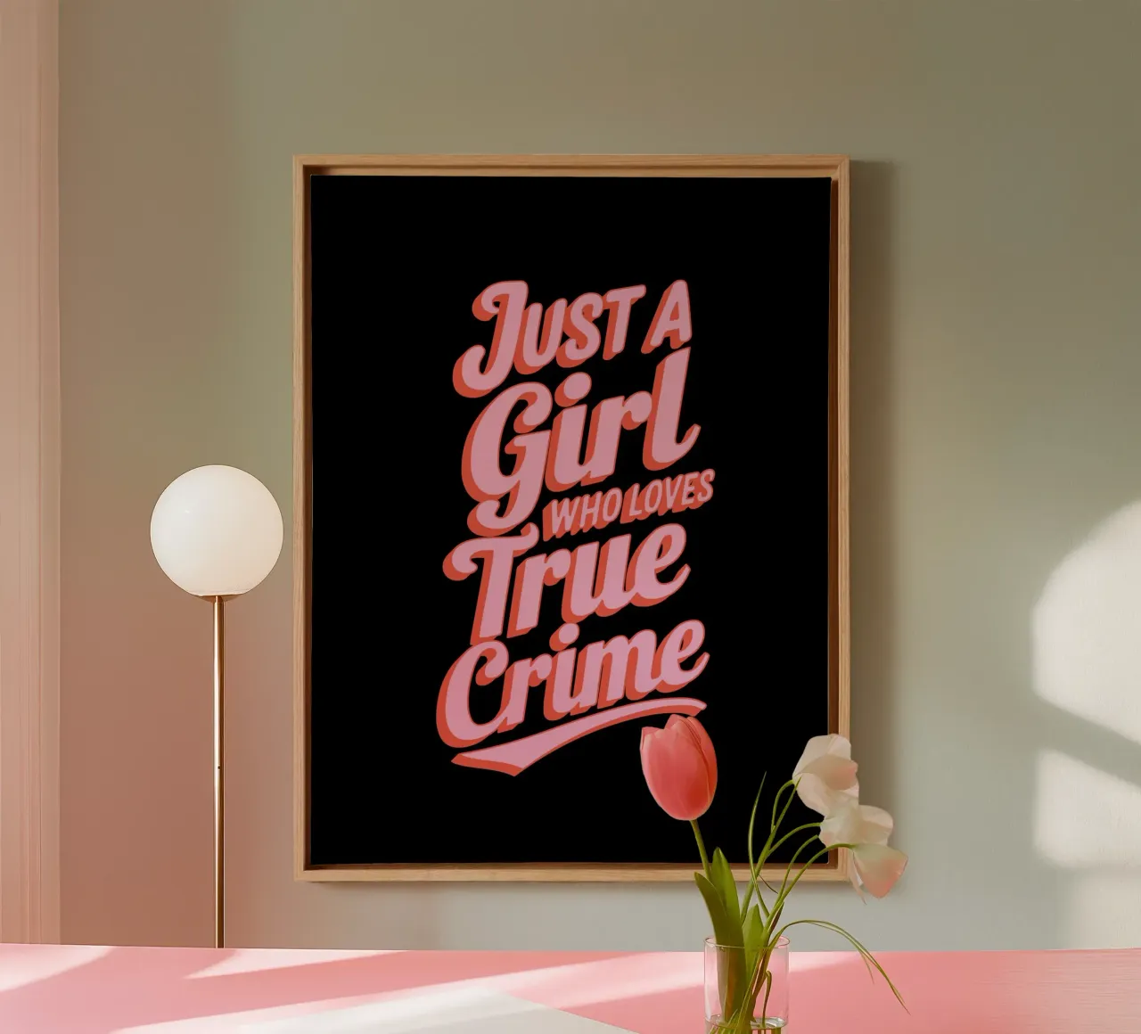 Juste une fille qui aime les crimes authentiques toile avec Caisse américaine de cafelab
