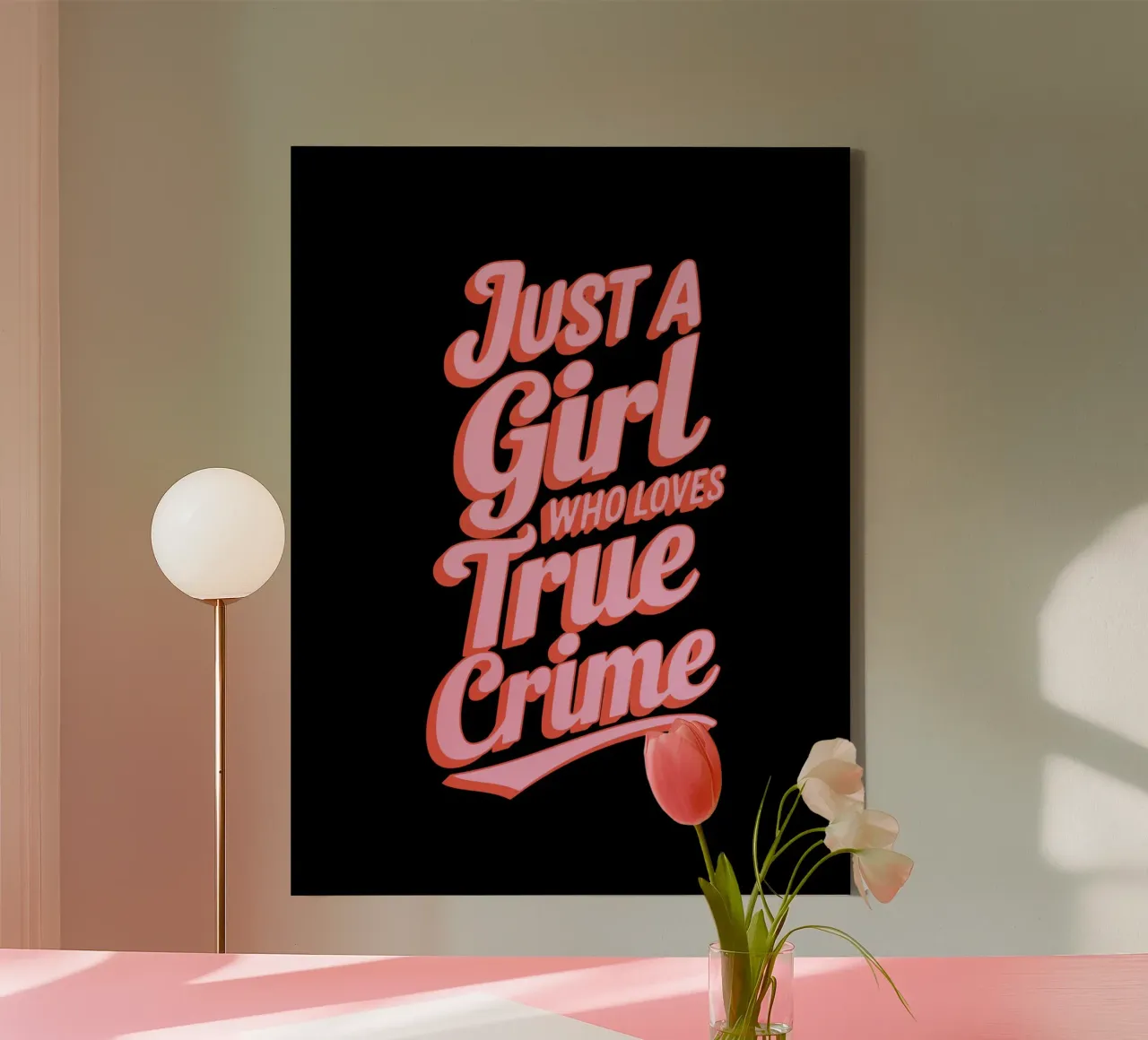 Juste une fille qui aime les crimes authentiques toile avec Caisse américaine de cafelab