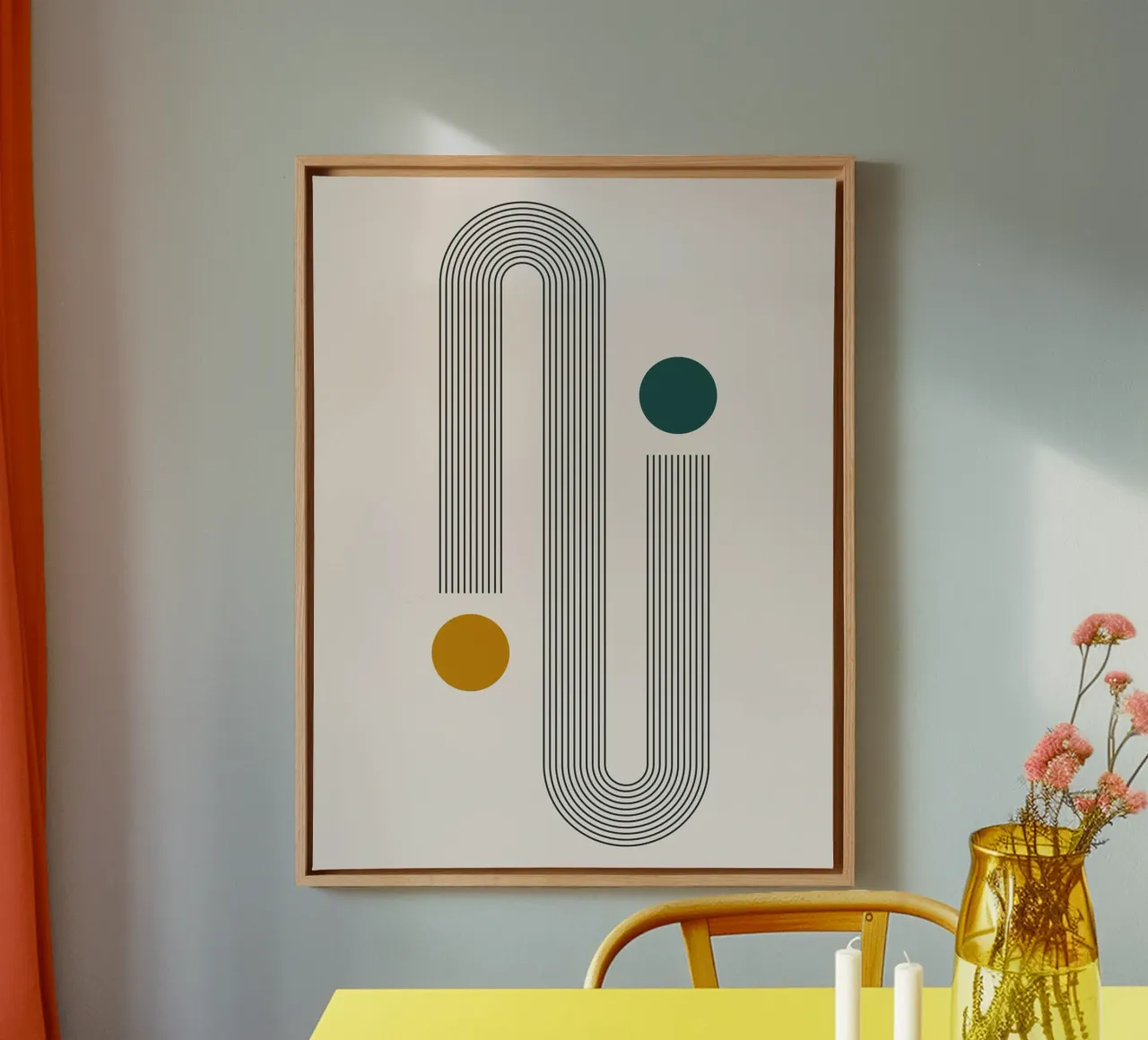 Abstract line art Minimalist canvas with Floater frame by Whole©