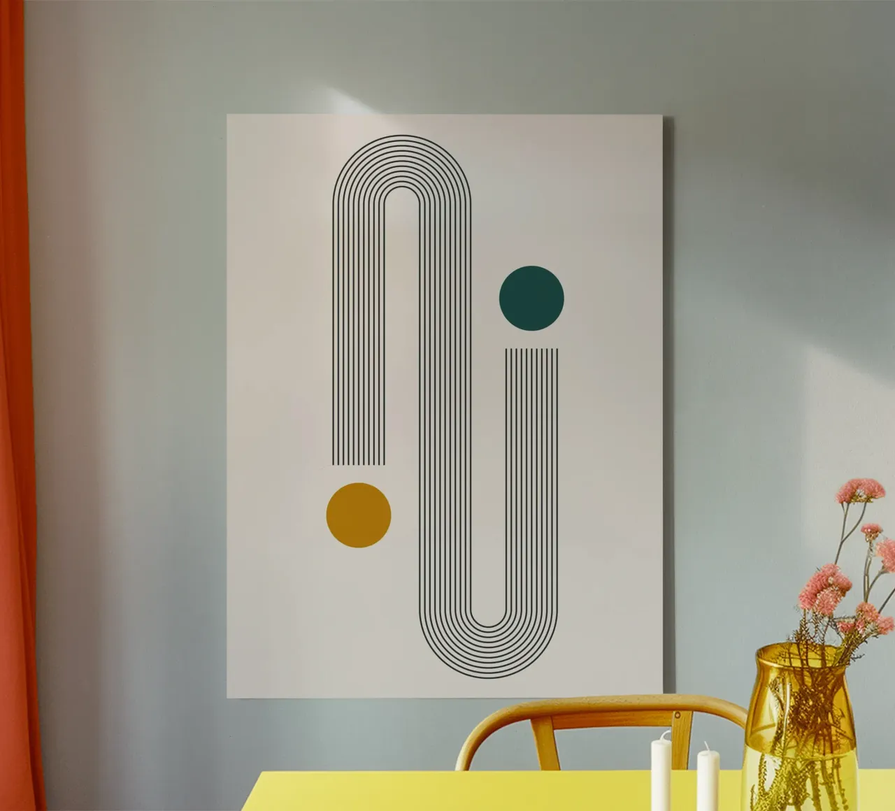 Abstract line art Minimalist canvas with Floater frame by Whole©