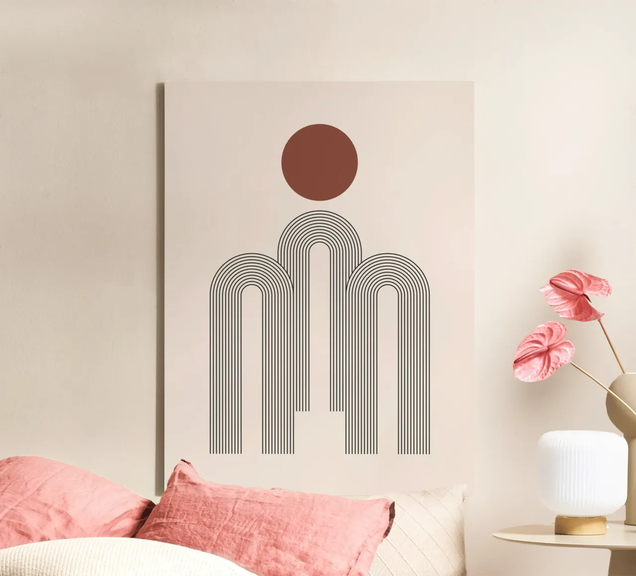 Geometrische bogen Minimalistisch canvas met Baklijst van Whole©