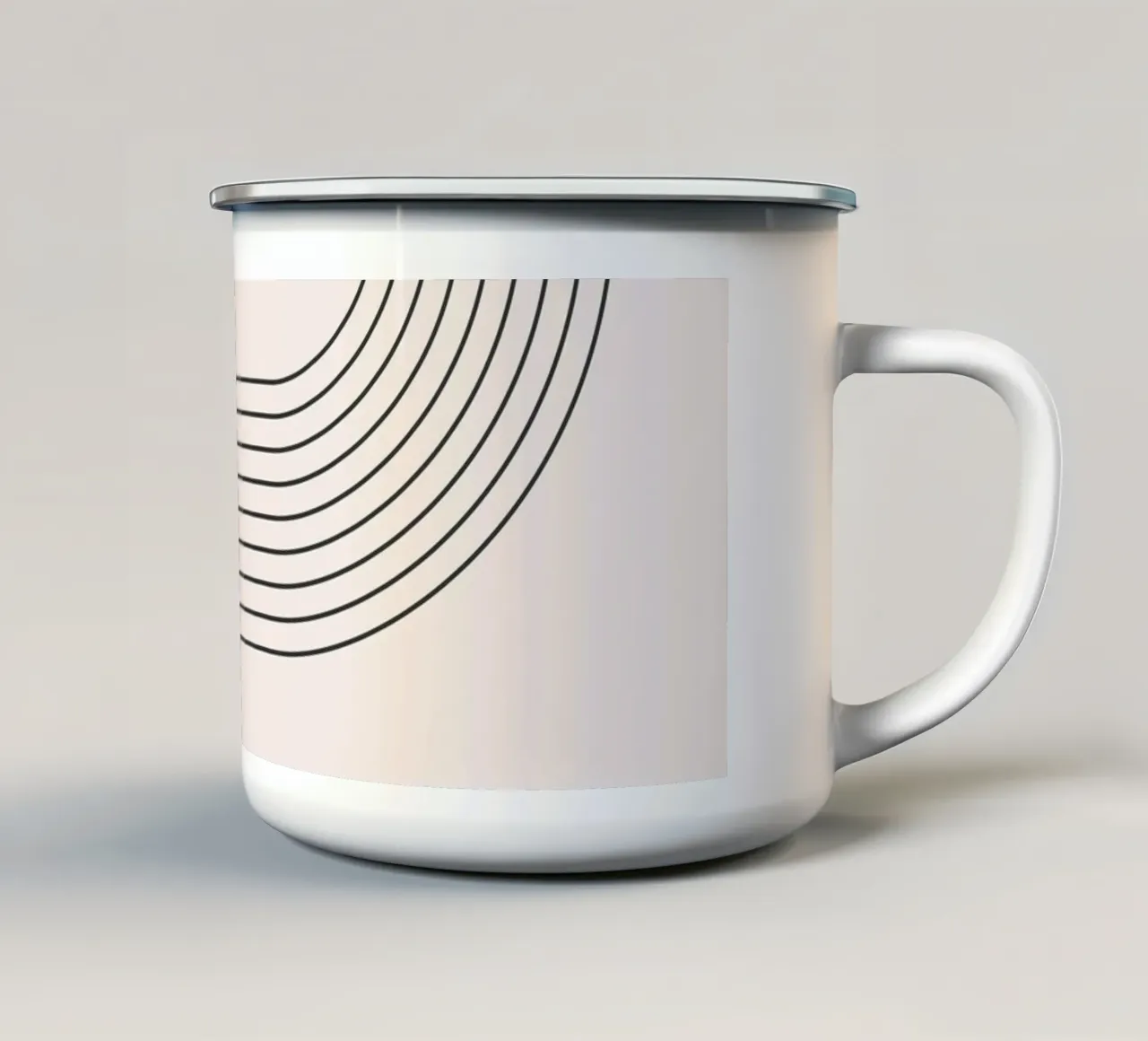 Minimalistisch lineair boogontwerp emaille mok van Whole©