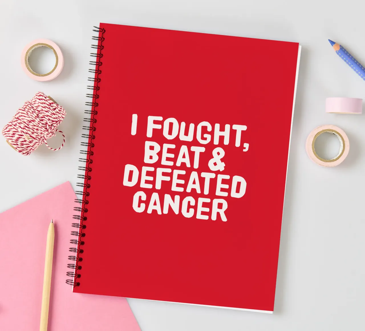 I fought, beat and defeated cancer spiral notebook by happieeagle
