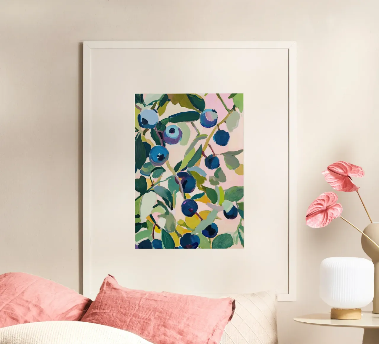 Blaubeeren Obstmalerei Botanik Fauvismus Poster von Euphoria Theresa