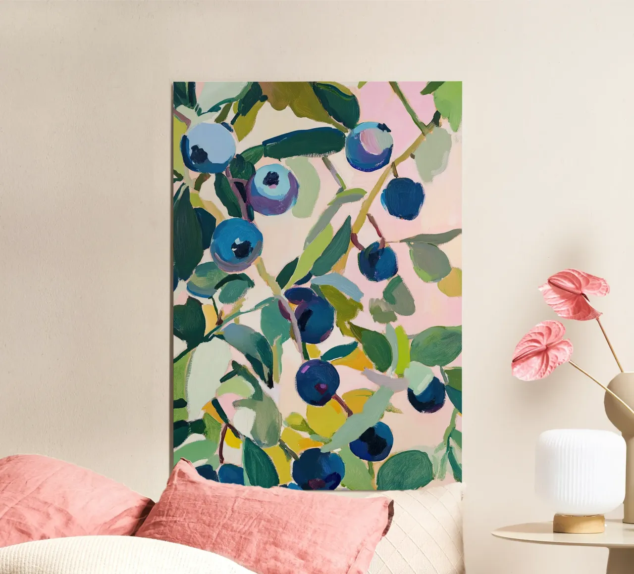 Blaubeeren Obstmalerei Botanik Fauvismus Poster von Euphoria Theresa