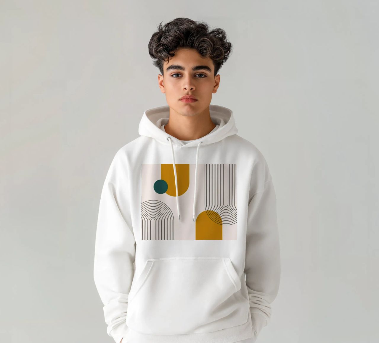 Design astratto dalle linee boho felpa con cappuccio da Whole©