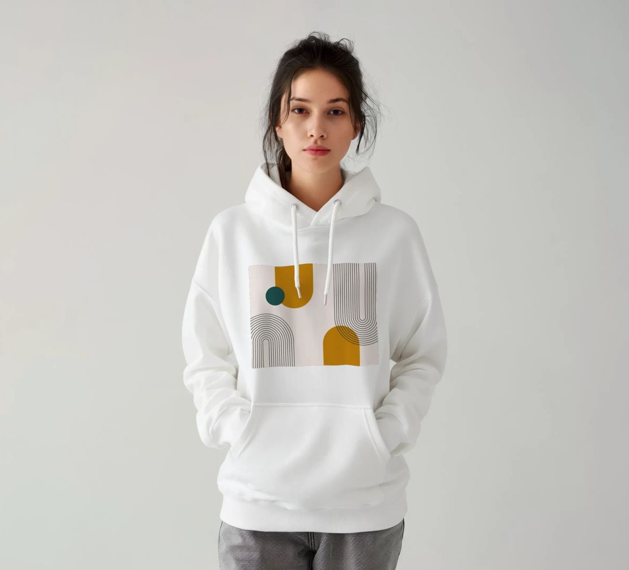 Design astratto dalle linee boho felpa con cappuccio da Whole©