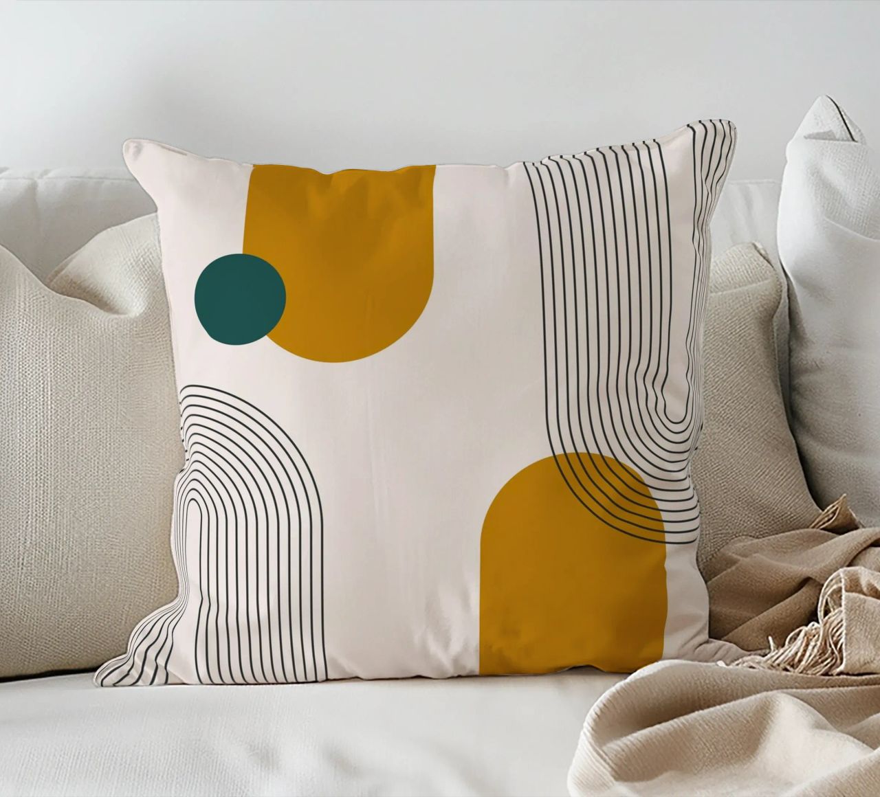 Design astratto dalle linee boho cuscino da Whole©