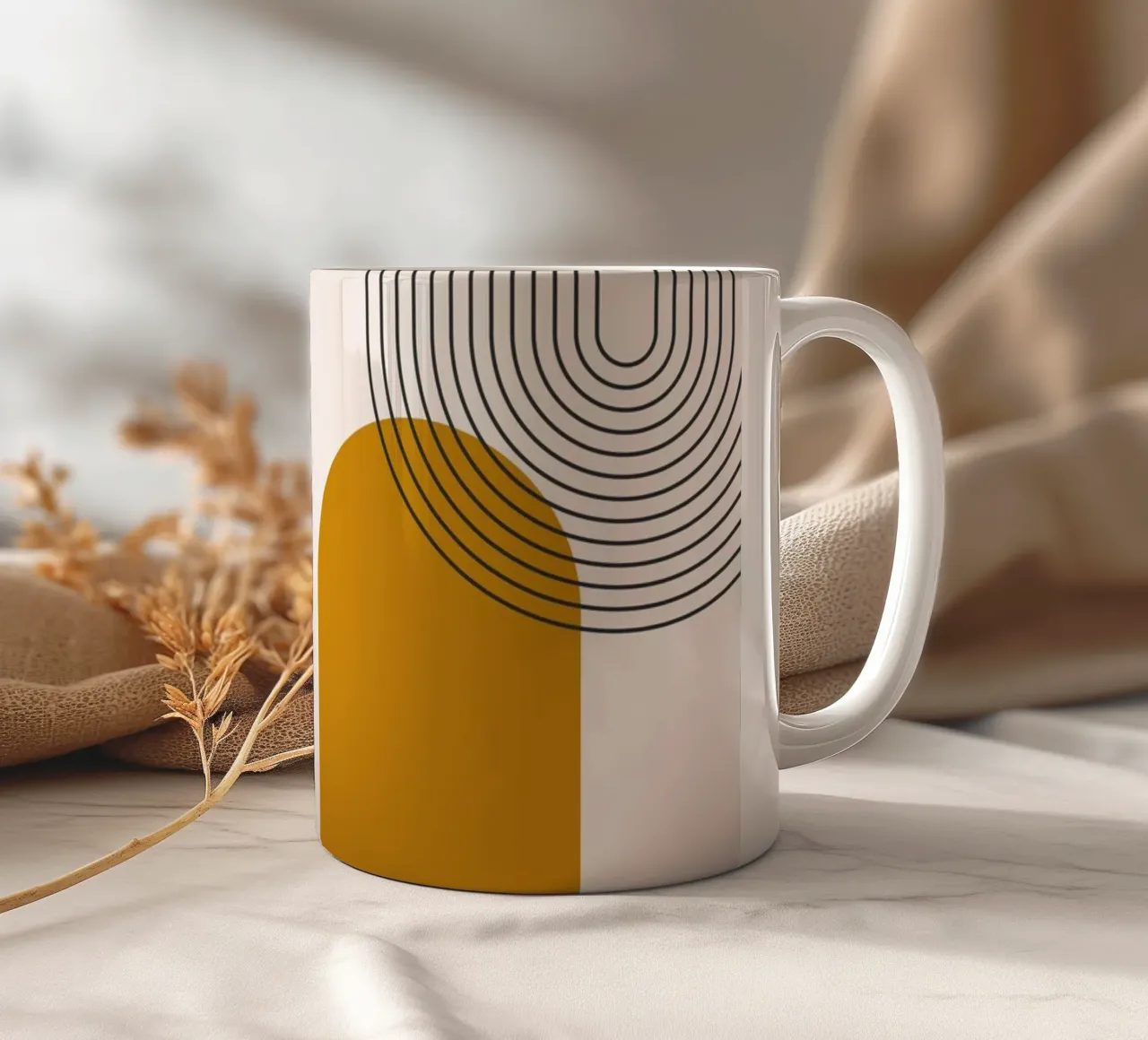 Abstraktes Boho-Linien Design Keramik Tasse von Whole©