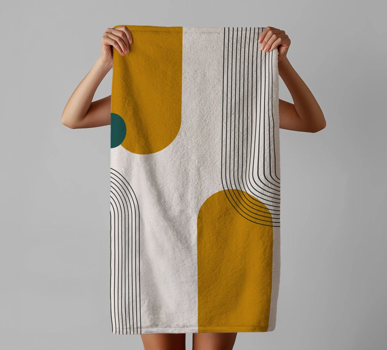 Abstract boho lijnen ontwerp badhanddoek van Whole©