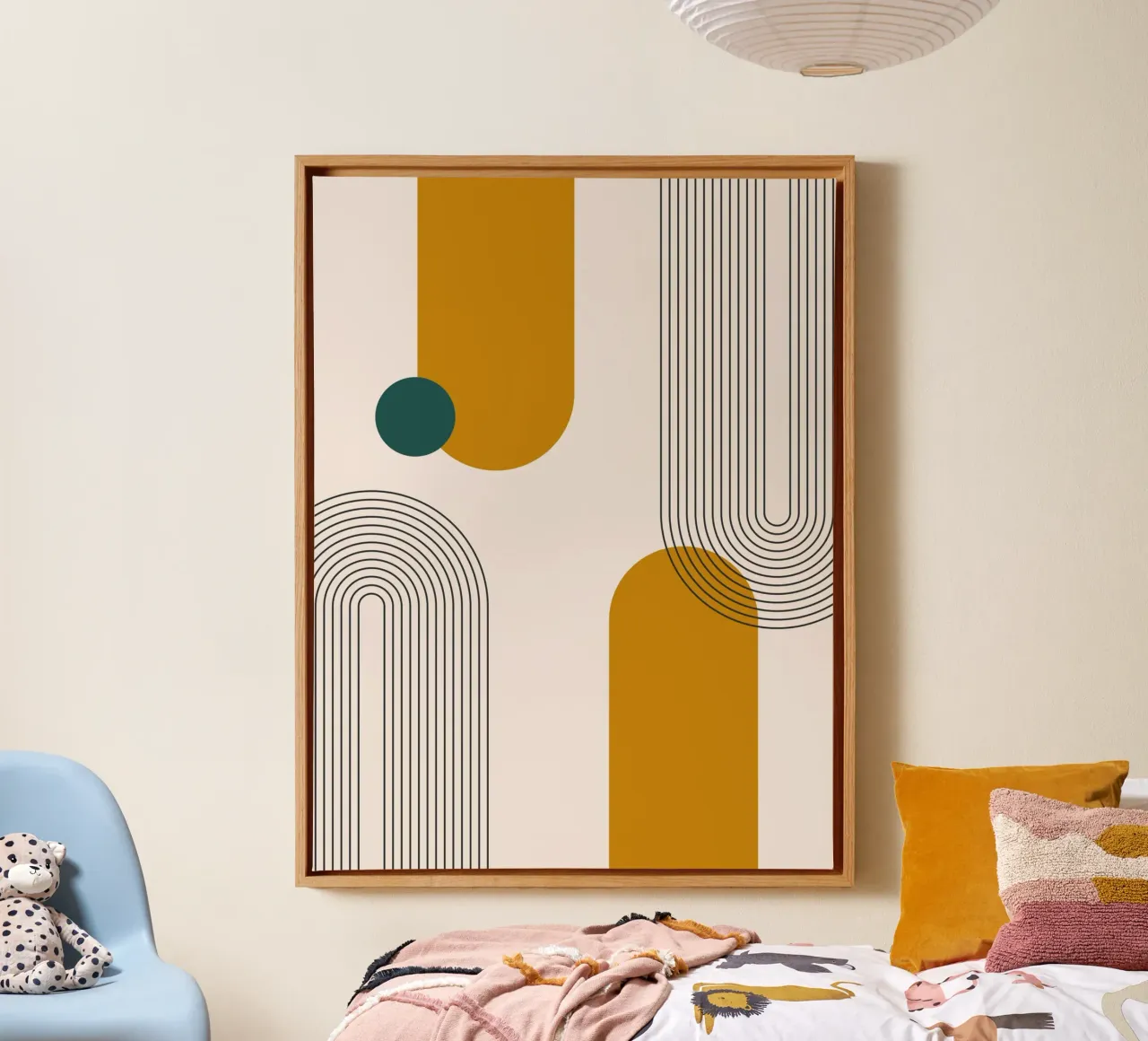 Design astratto dalle linee boho tela con Cornice a cassetta da Whole©