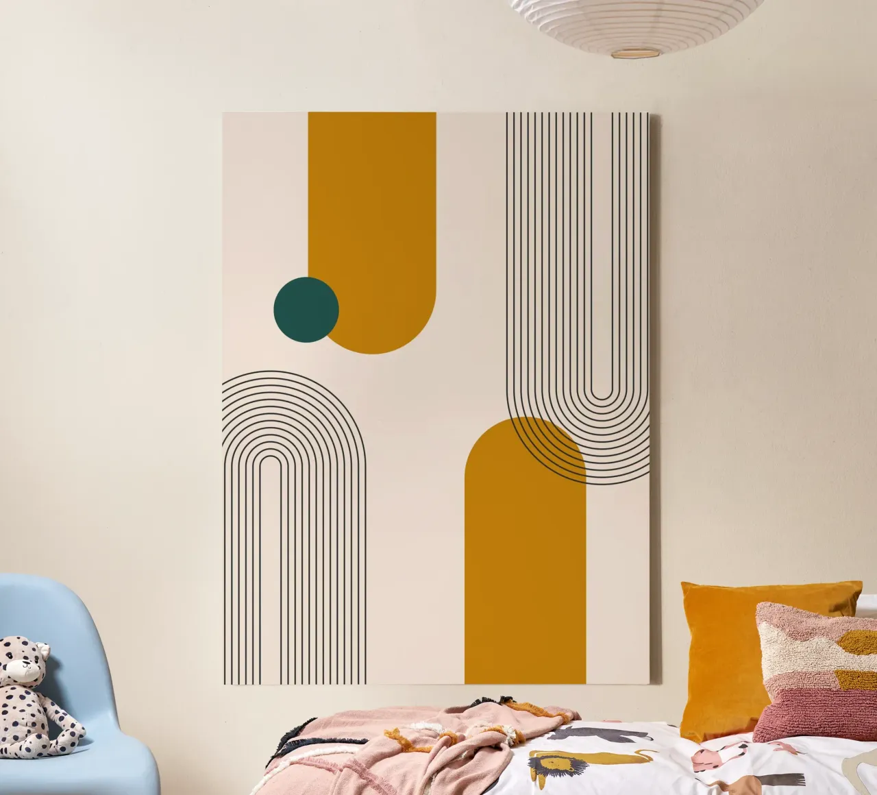 Design astratto dalle linee boho tela con Cornice a cassetta da Whole©